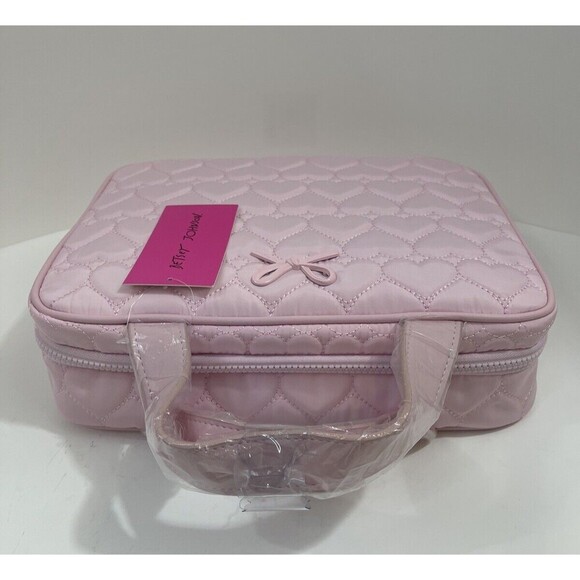 Betsy Johnson Pink Toiletry Makeup Travel Bag Coquette Puffy Heart Ballerina Y2K - Picture 4 of 8